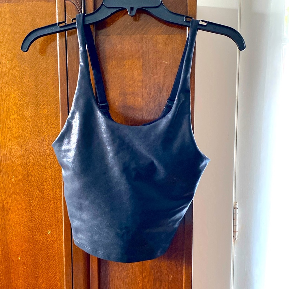 Black Glitter longline sports bra adjustable straps